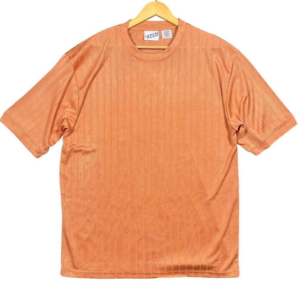 IRVINE PARK Mens XL Orange Striped‎ Textured Short Sleeve T Shirt